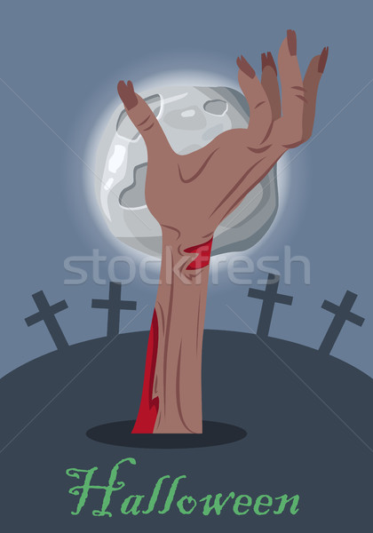 Halloween Vector Concept with Zombie Hand on Grave Stock photo © robuart