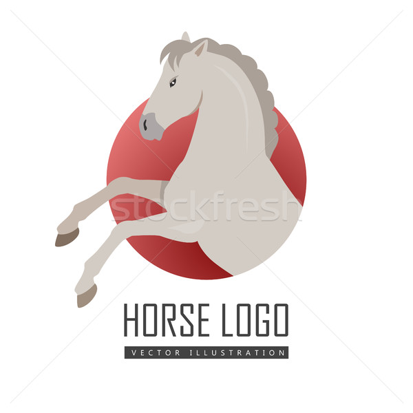 Stock photo: Rearing Grey Horse Illustration in Flat Design