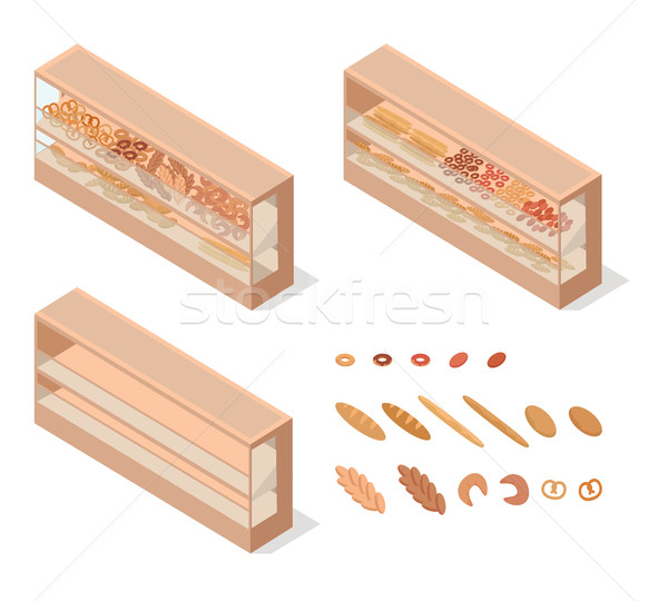 Pastries in Groceries Showcase Isometric Vector Stock photo © robuart