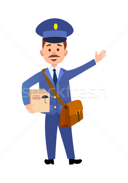 Postman Delivering Parcel Isolated Cartoon Vector Stock photo © robuart