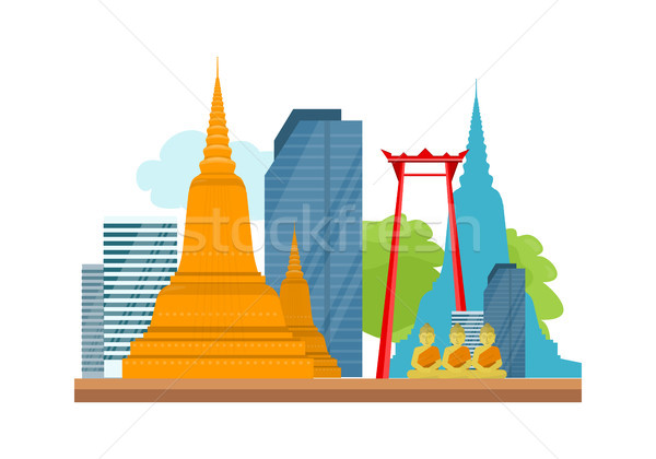 Bangkok Detailed Banner. Symbols of Thailand. Stock photo © robuart