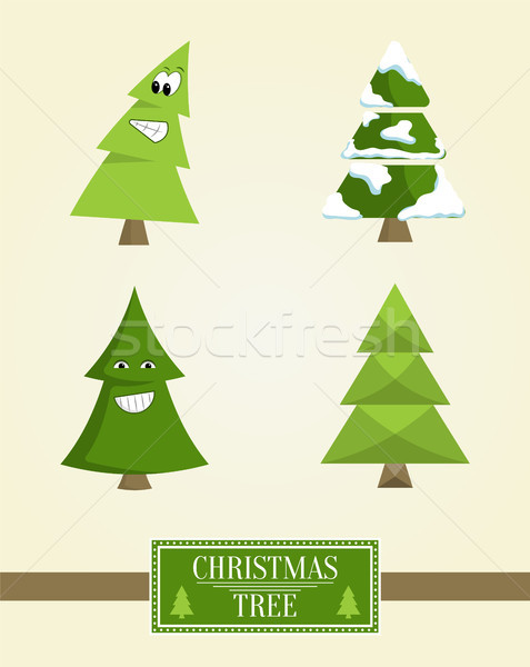 Noel ağacı imzalamak tahta toplama ladin simgeler Stok fotoğraf © robuart