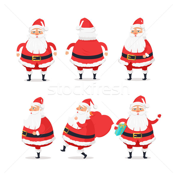 Different Sides of Santa Claus on White Background Stock photo © robuart