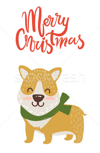 Joyeux Noël affiche félicitation chien vert [[stock_photo]] © robuart