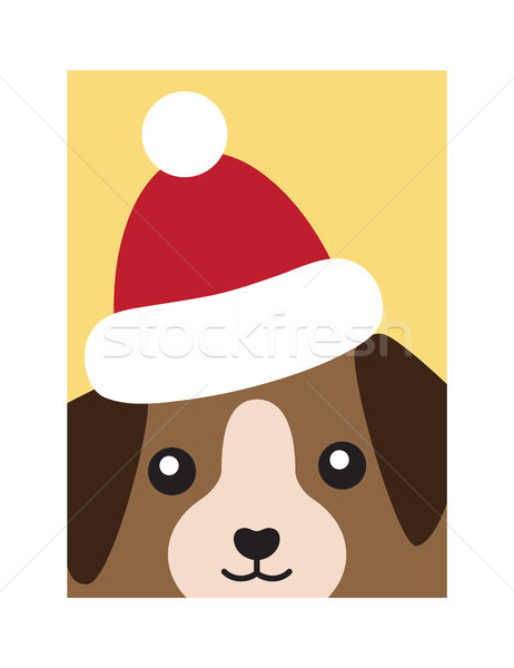 Cover Dog in Santa Claus Hat Vector Illustration Stock photo © robuart