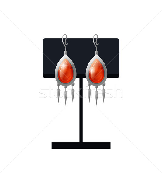Expensive Earrings Black Stand Vector Illustration Stock photo © robuart