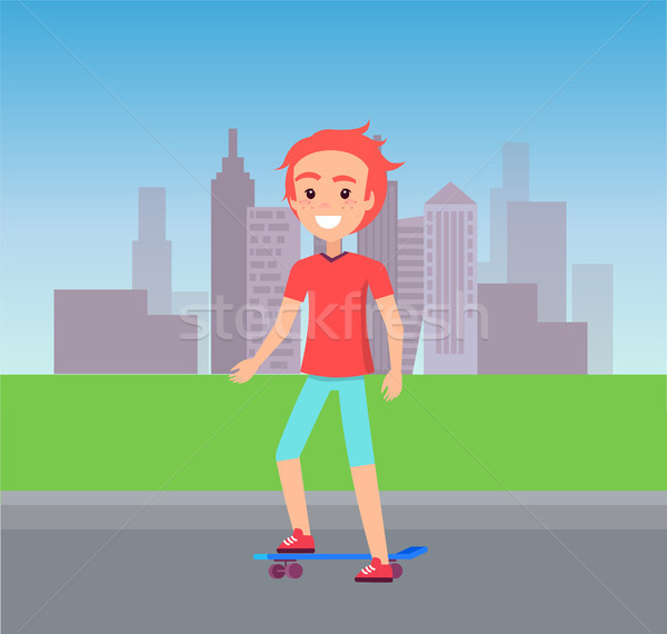 Person Skating at City Street Vector Illustration Stock photo © robuart