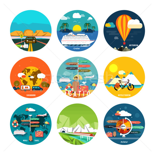Icons set of traveling and planning a summer vacation Stock photo © robuart