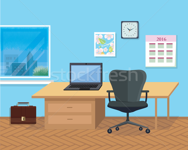Stockfoto: Interieur · kantoor · kamer · illustratie · ontwerp · moderne