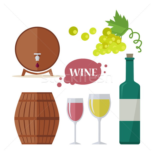 Wine Consumption Icon Set. Viniculture Production Stock photo © robuart