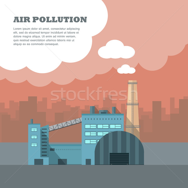 Aer poluare steag fabrică ceata si fum conducte Imagine de stoc © robuart