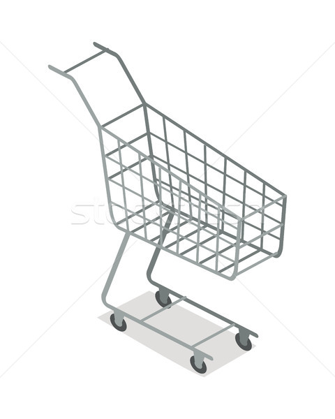 Stock photo: Empty Supermarket Trolley Isometric Vector Icon