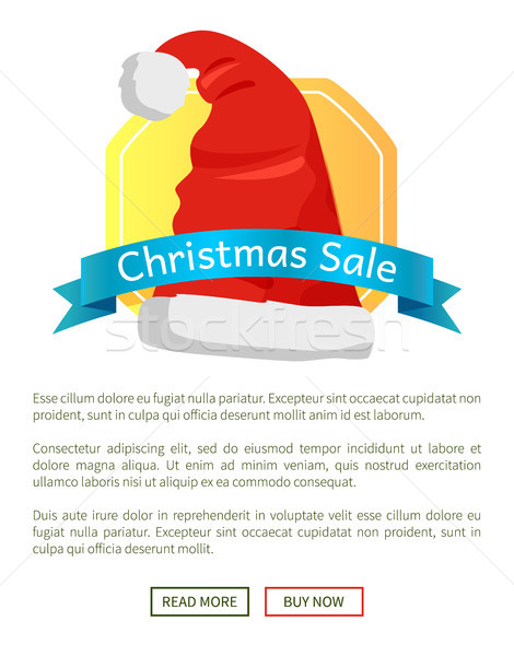 Karácsony vásár promo címke mikulás kalap Stock fotó © robuart