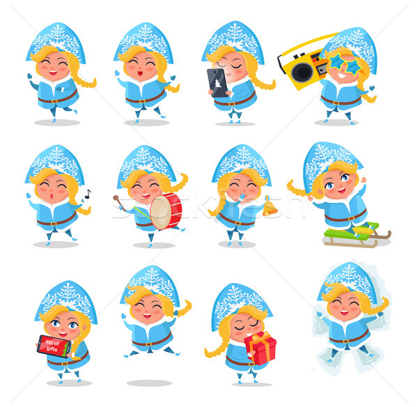 Snow Maiden Icons Collection Vector Illustration Stock photo © robuart