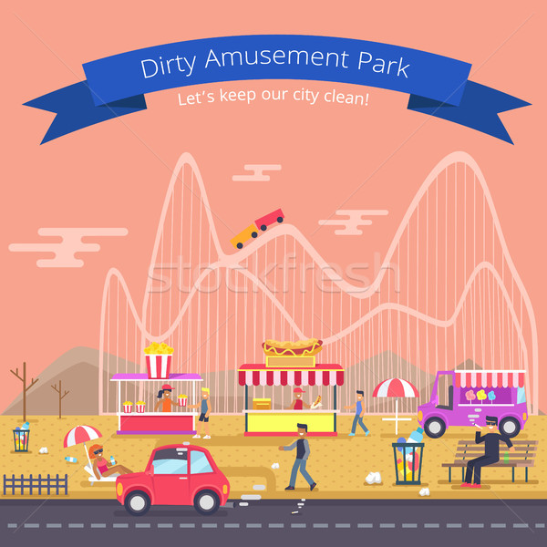 Dirty Amusement Park Poster Vector Illustration Stock photo © robuart