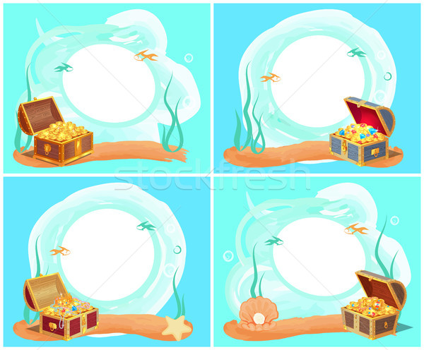 Treasures in Chest Sea Water Vector Illustration Stock photo © robuart
