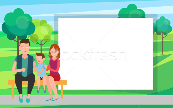 Family Mother Father and Son Sit on Bench in Park Stock photo © robuart