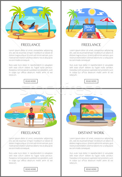 Distant Work and Freelance Vector Illustration Stock photo © robuart