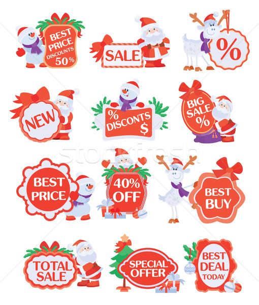 Set of Winter Holidays Discounts Vector Stickers Stock photo © robuart