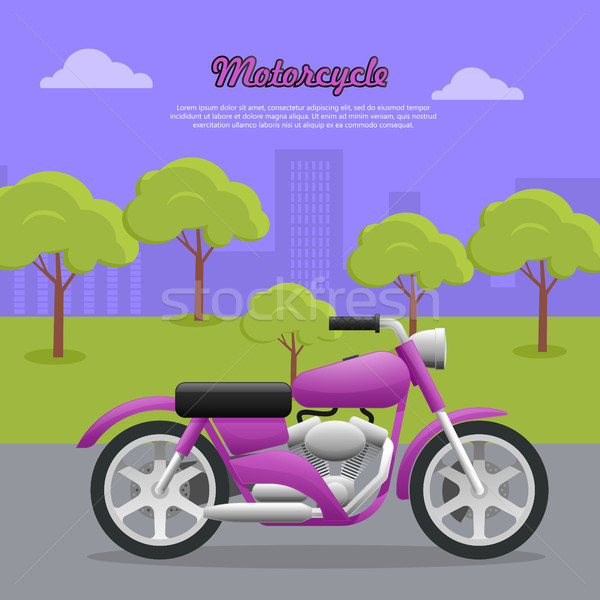 Contemporary Violet Motorcycle on Road in Big City Stock photo © robuart