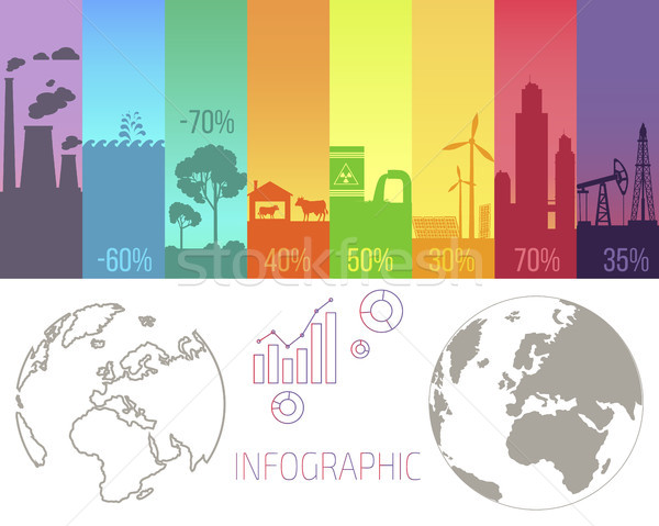 Infographic Poster with Ecological Problems Stock photo © robuart