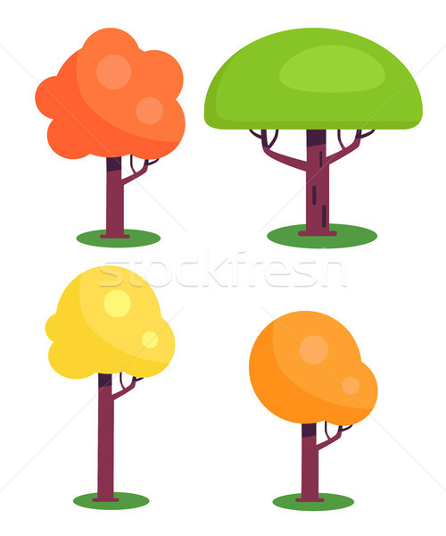 Set of Colorful Trees with Red Green Yellow Leaves Stock photo © robuart
