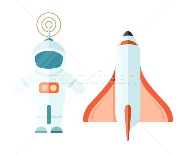 Astronaut and Space Rocket Isolated on White. Stock photo © robuart