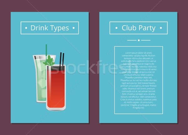 Club Party Drinks Type Promo Poster with Cocktails Stock photo © robuart