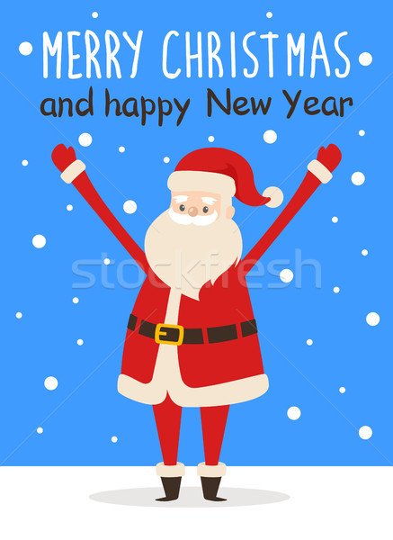Merry Christmas Happy New Year Poster Santa Snow Stock photo © robuart