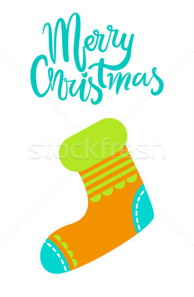 Joyeux Noël carte de vœux tricoté chaussette noël [[stock_photo]] © robuart