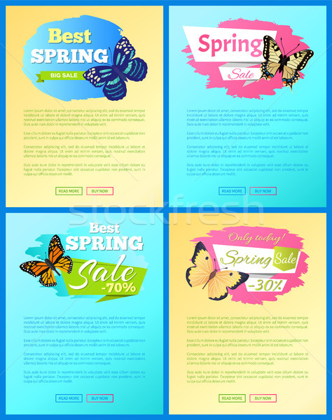 Spring Sale Labels on Posters Add Text Butterflies Stock photo © robuart