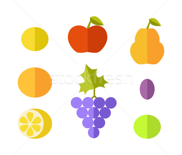 Set of Fruits Flat Design Vector Illustration.   Stock photo © robuart