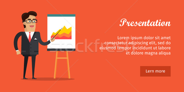 Presentation Banner. Business Man in Suit and Tie Stock photo © robuart
