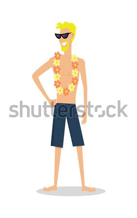 Foto stock: Joven · collar · flores · aislado · hombre