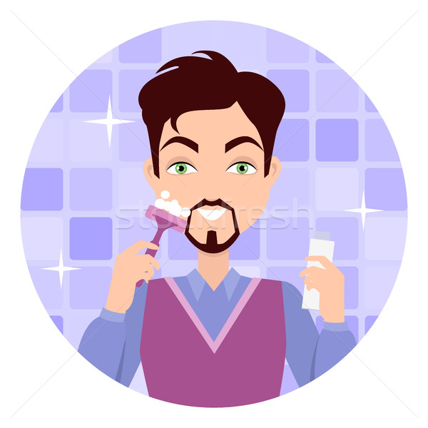 Mann Gesicht waschen Waschen Sahne Stock foto © robuart