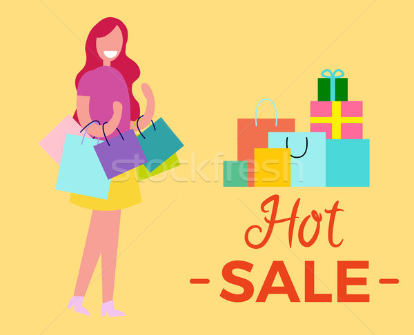 Hot Sale Woman with Bags Vector Illustration. Stock photo © robuart