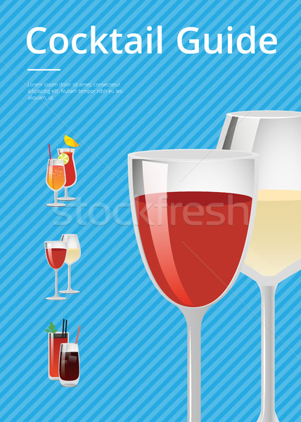 Cocktail Guide Advertising Poster Gasses of Wine Stock photo © robuart