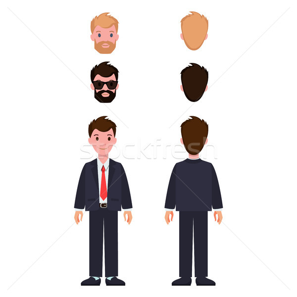 Stock photo: Man Constructor Set of Cartoon Characters in Suit