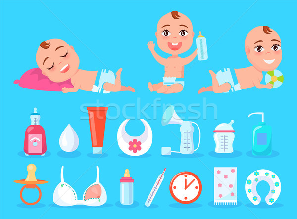 Baby and Objects for Kid Care Vector Illustration Stock photo © robuart