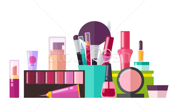 Set unterschiedlich kosmetischen unterschiedlich rosa Lippenstift Stock foto © robuart