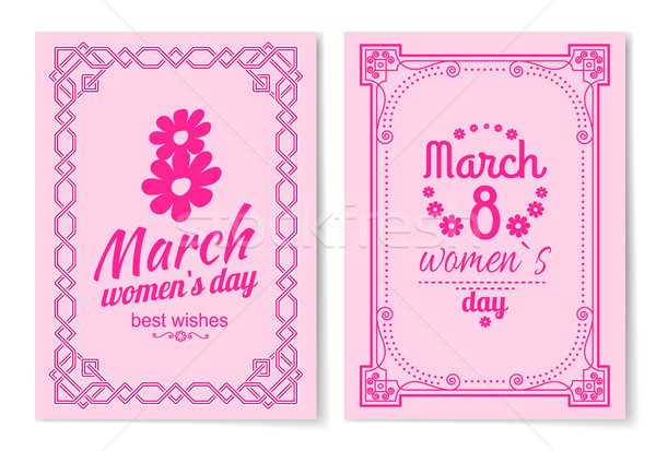 Womens Day Postcard with Big Sign and Swirly Frame Stock photo © robuart