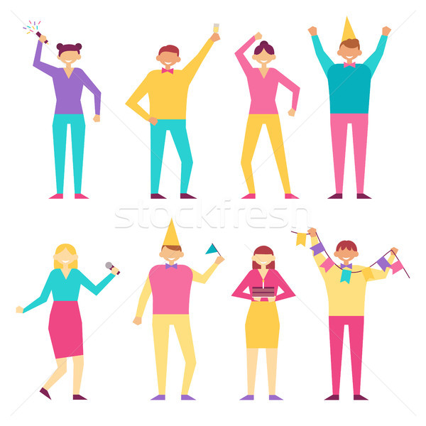 Happy People at Birthday Party Vector Isolated Stock photo © robuart