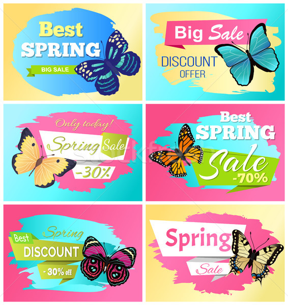 Best Spring Discount 30 Off Labels Butterflies Stock photo © robuart