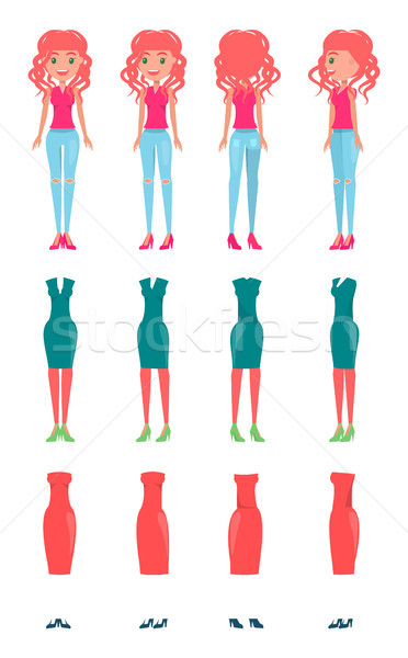 Animated Vector Cartoon Character Redhead Girl Set Stock photo © robuart