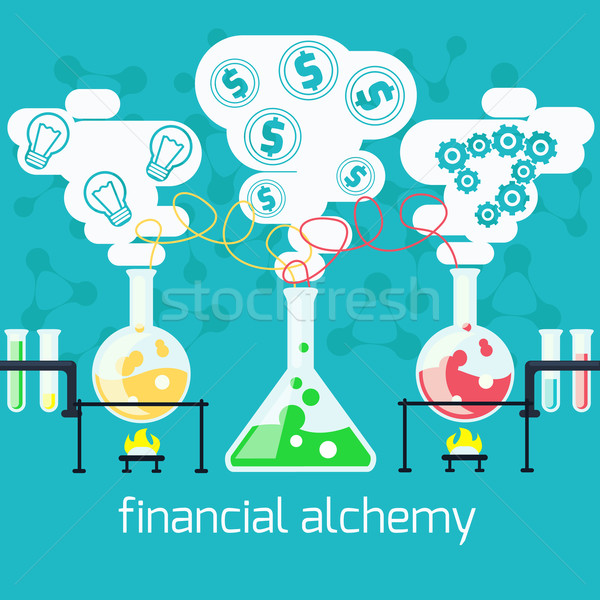 Alchemy generating money, ideas in laboratory Stock photo © robuart