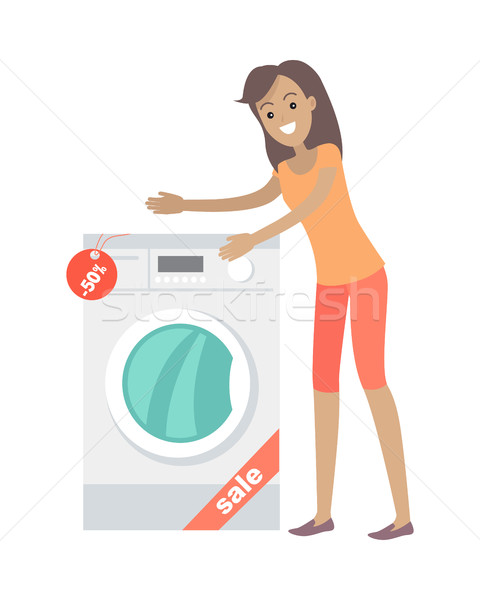 Woman Buys Washing Machine in Flat Style Isolated Stock photo © robuart