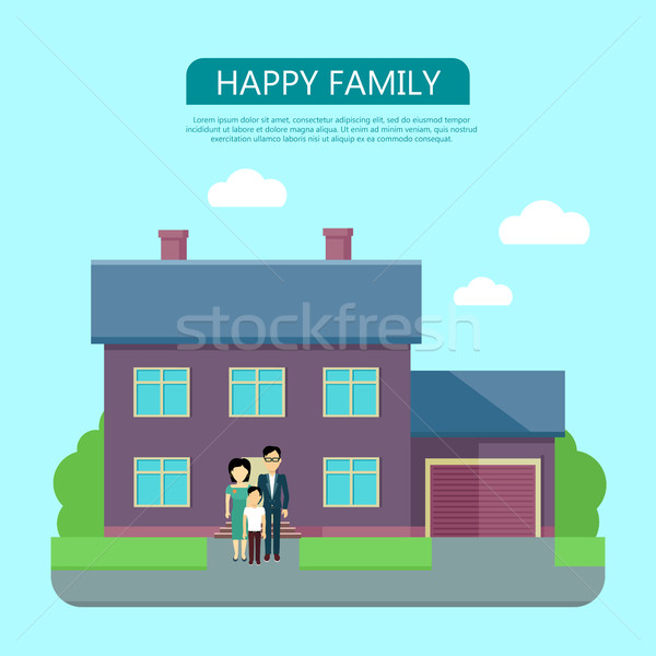 Foto stock: Familia · feliz · casa · casa · icono · símbolo · signo