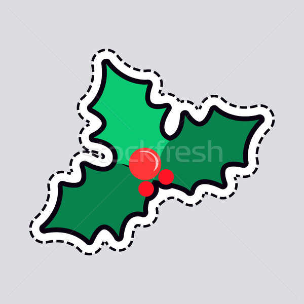 Stock photo: Mistletoe Christmas Tree. Some Red Bubbles. Patch