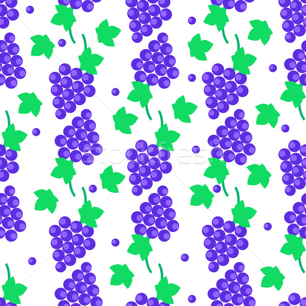 Seamless Pattern with Grapes Bundles and Leaves Stock photo © robuart