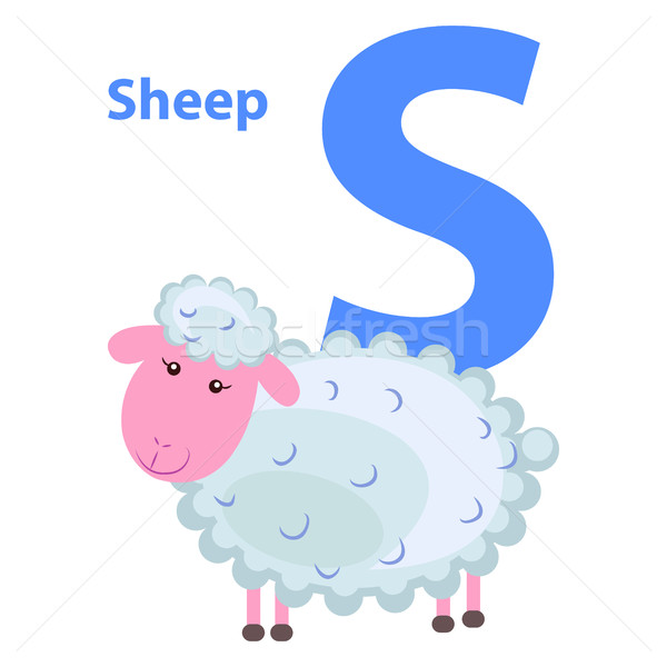 Zeichen heiter Schafe Kinder isoliert weiß Stock foto © robuart